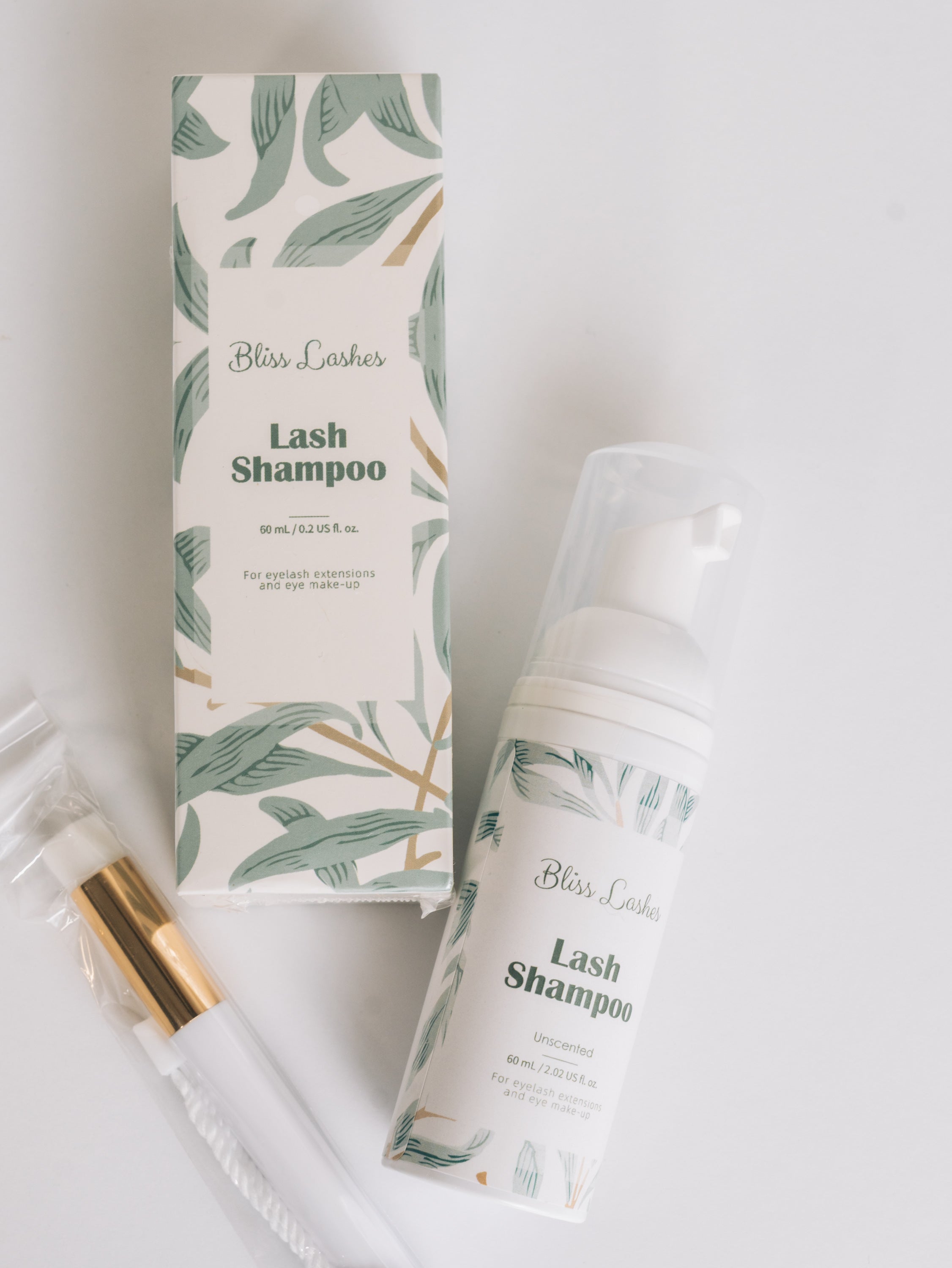 Bliss Lashes Lash Shampoo set flat lay