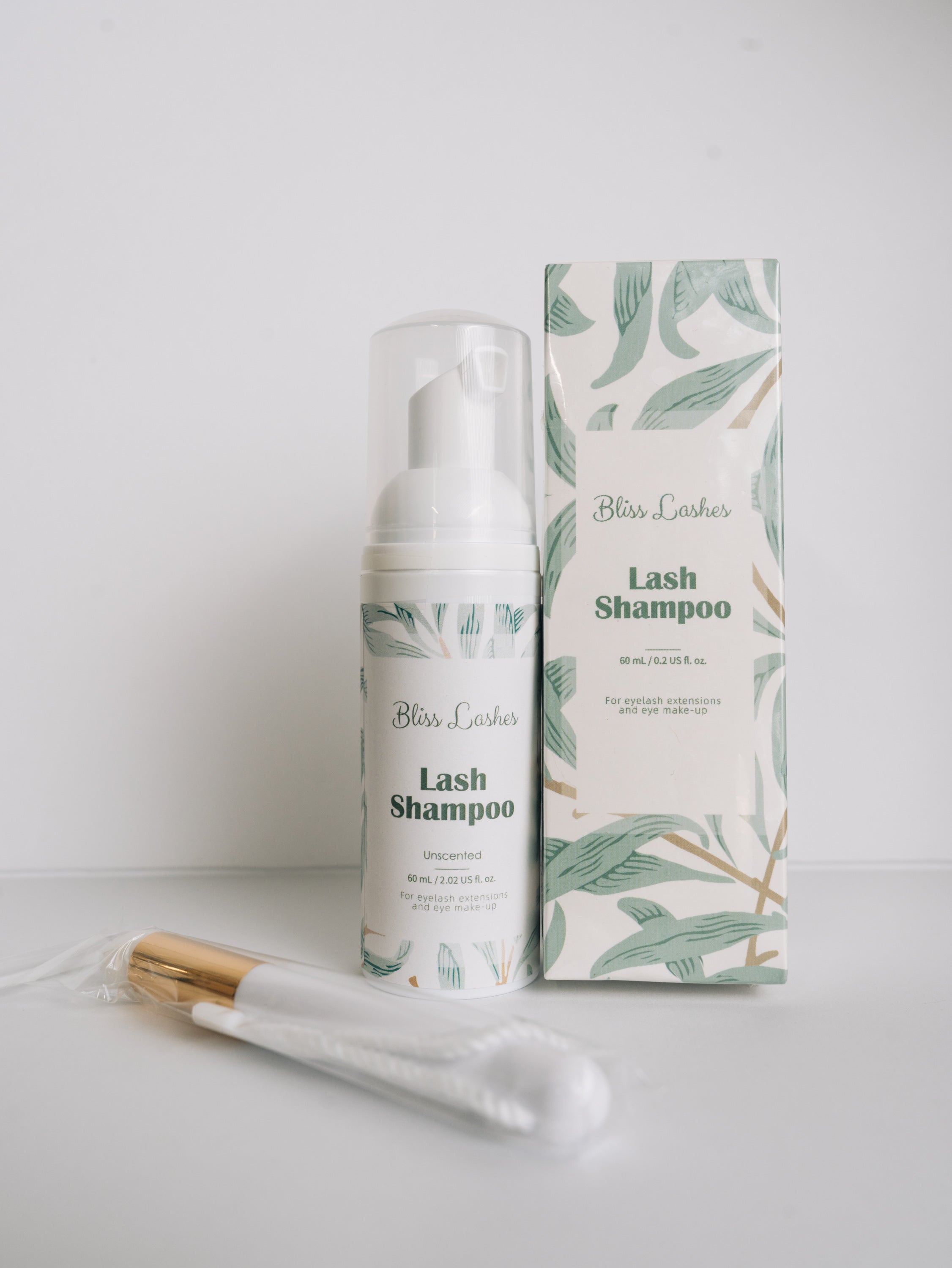 Bliss Lashes Lash Shampoo 60mL with cleansing brush and packaging
